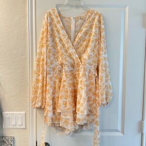 Floral Cream and Orange Romper